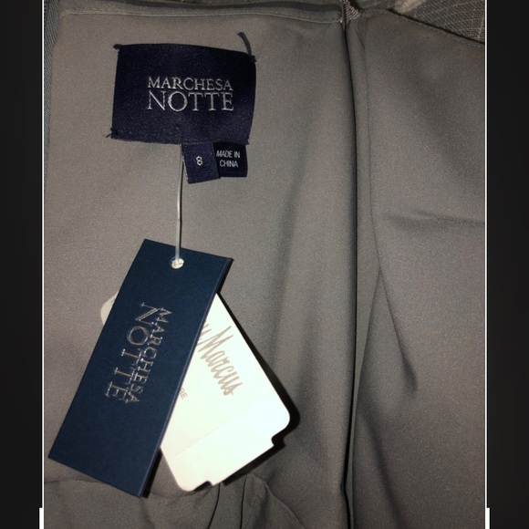 New Silver strapless Marchesa Notte gown Size 8 - Picture 5 of 8